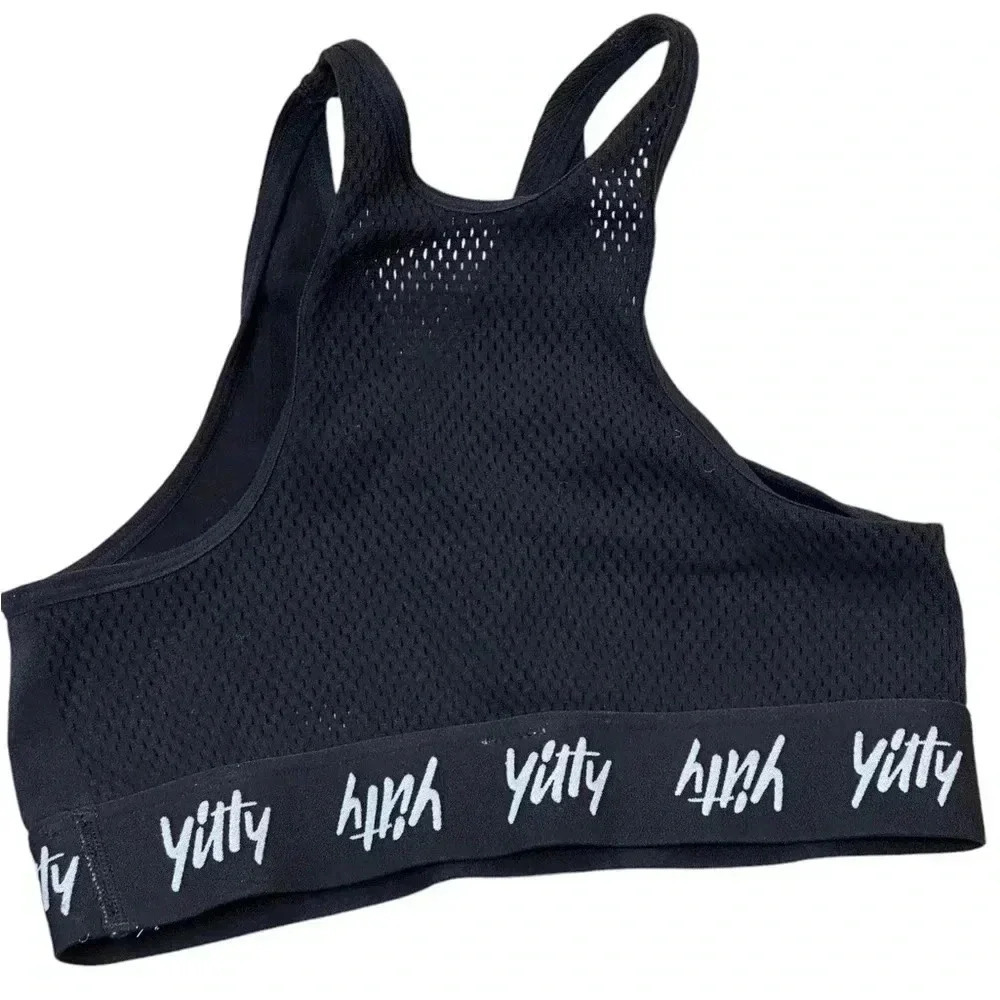 Black yitty Sprits Bra Size S mesh back plunge neckline cross front bralette - Picture 7 of 10